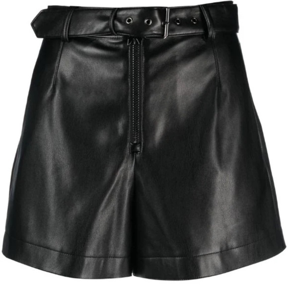 Patrizia Pepe Pants - NEW Patrizia Pepe Essential Belted Black Faux Leather High Waist Trouser Shorts